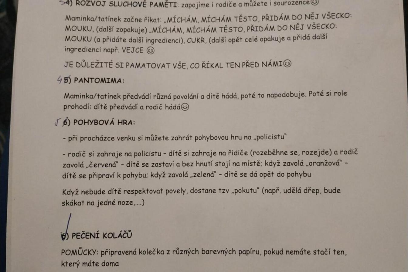 Distanční výuka v MŠ Kamarád (Ten dělá to a ten zas tohle:-))