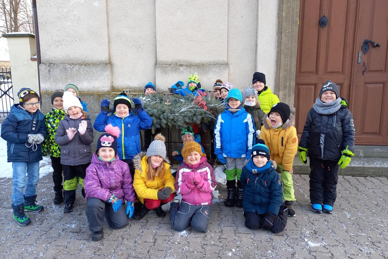 Prvňáčci na sněhu