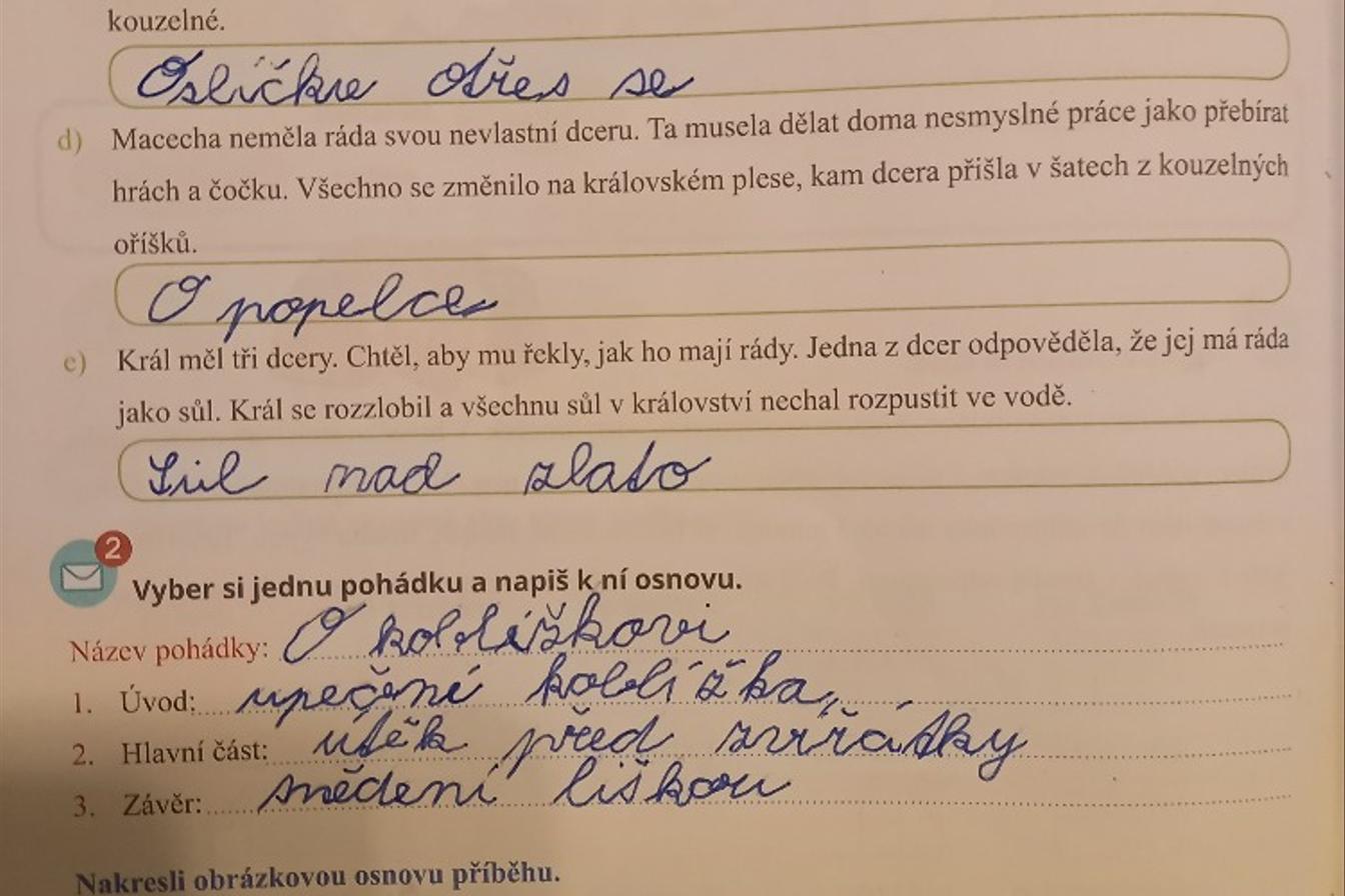 Distanční výuka ve třetí třídě 13. 11.