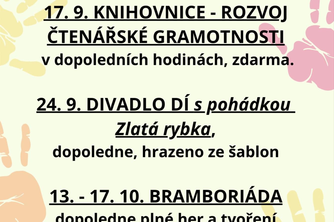 AKCE - ZÁŘÍ a ŘÍJEN