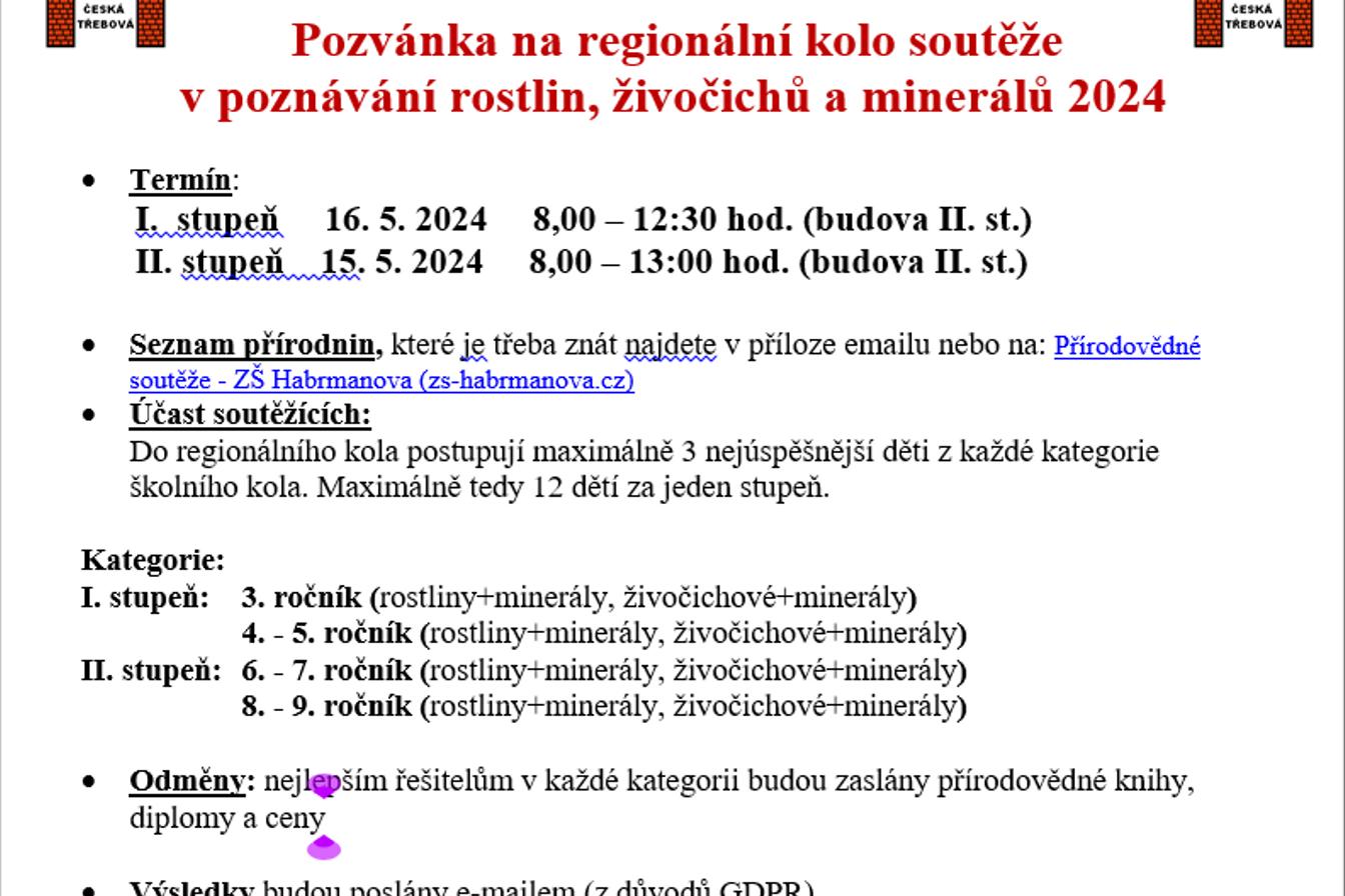 Pozvánka na přírodovědnou soutěž