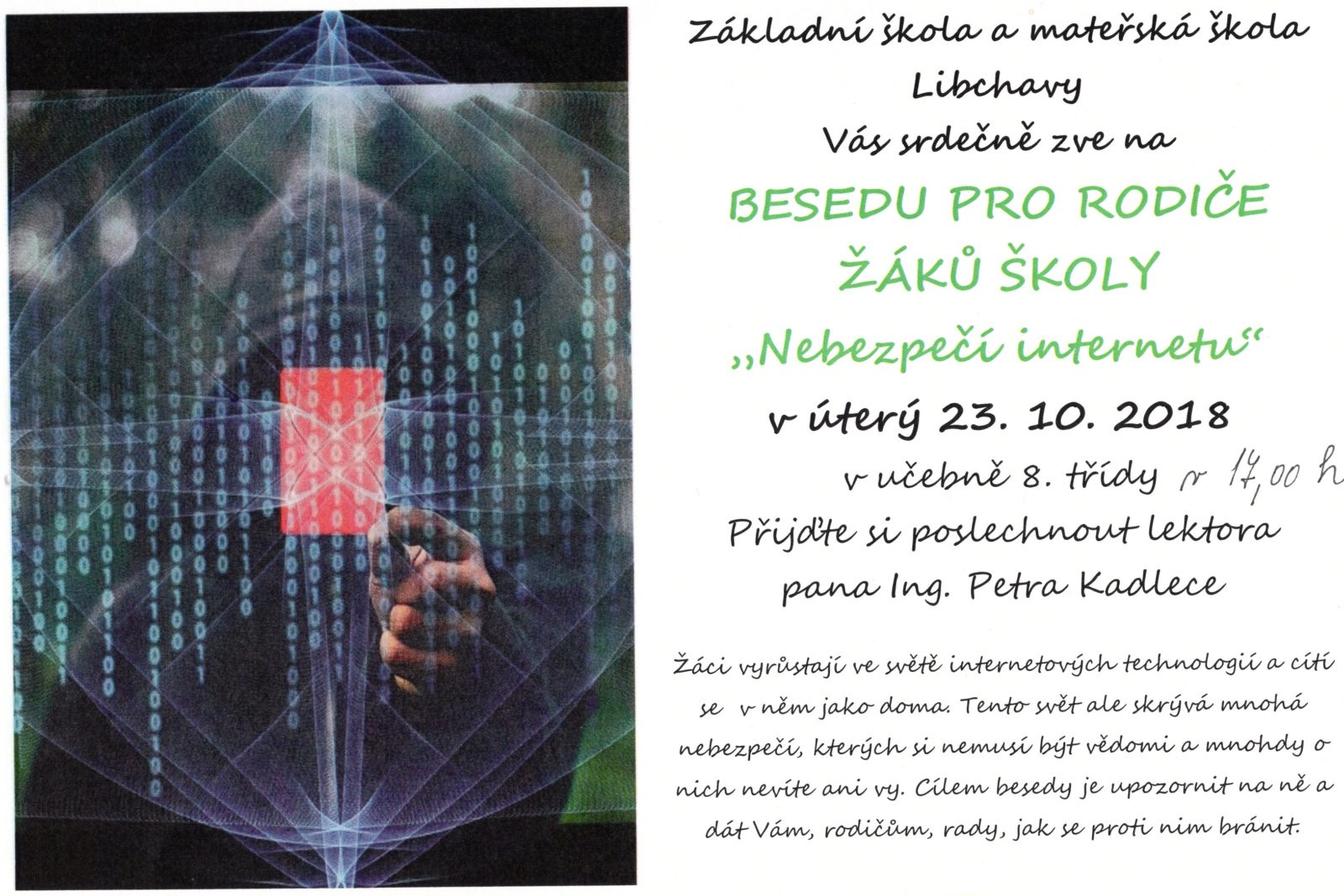 Beseda pro rodiče - NEBEZPEČÍ INTERNETU